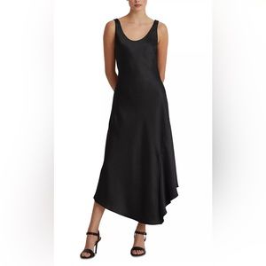 RAUPH LAUREN  SATIN Asymmetrical  Black Dress Size 10